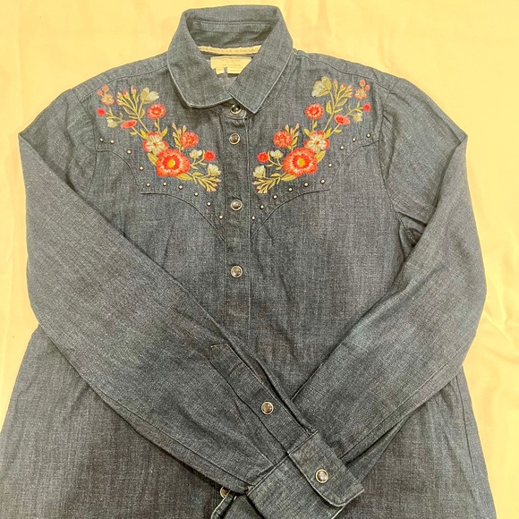 Kate Spade Broome Street Embroidered Chambray Top XXS - Picture 3 of 6